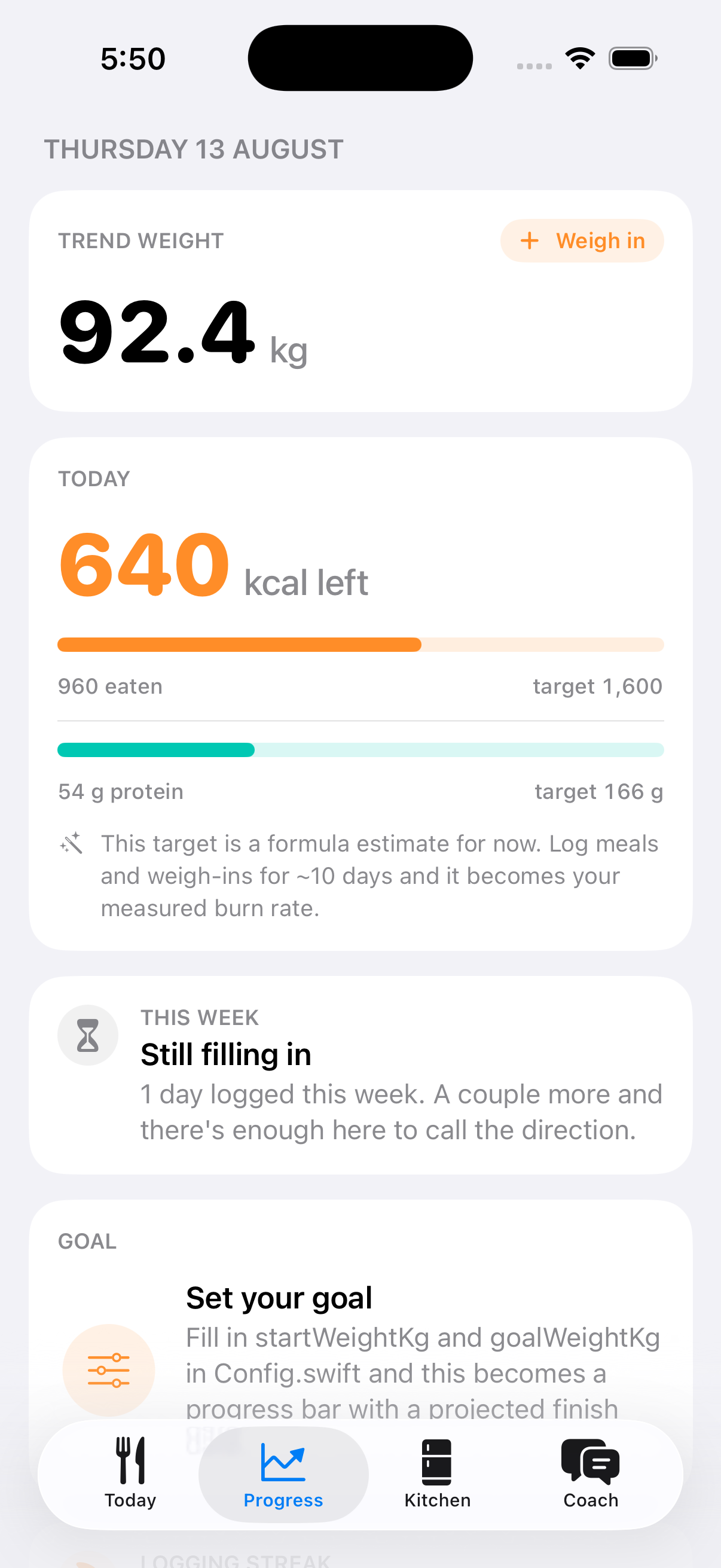 Screenshot slot: Cut's Progress tab